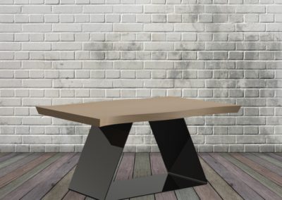 Table basse 3D plateau bois +pieds métallique laqué